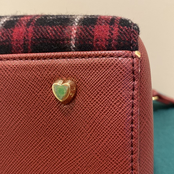 EUC RARE Samantha Vega Fulfilled Love Burgundy Tartan Plaid Crossbody Handbag. - Picture 12 of 17